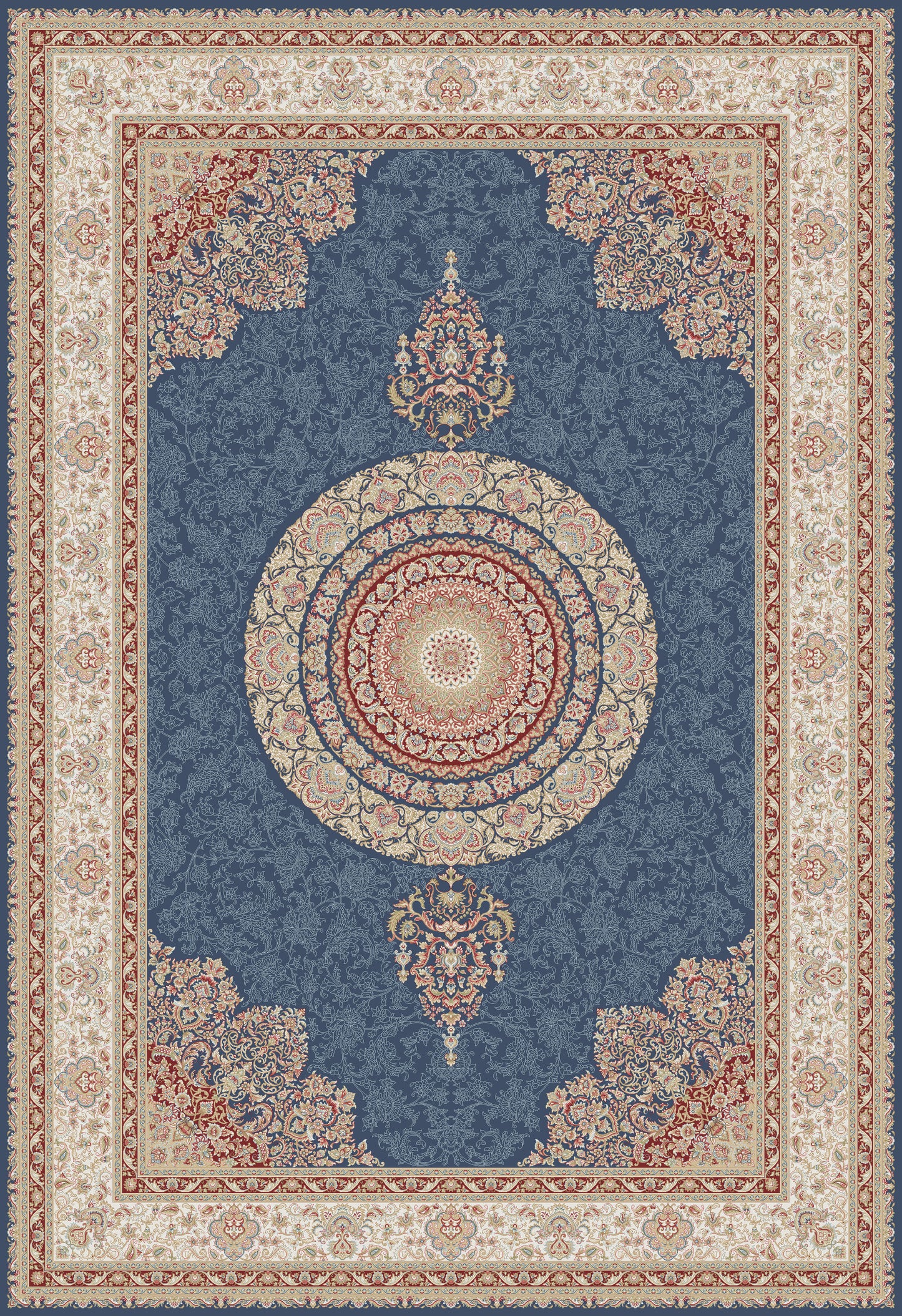 Artisan Essence Silk Medallion Rug - Blue - 1144C