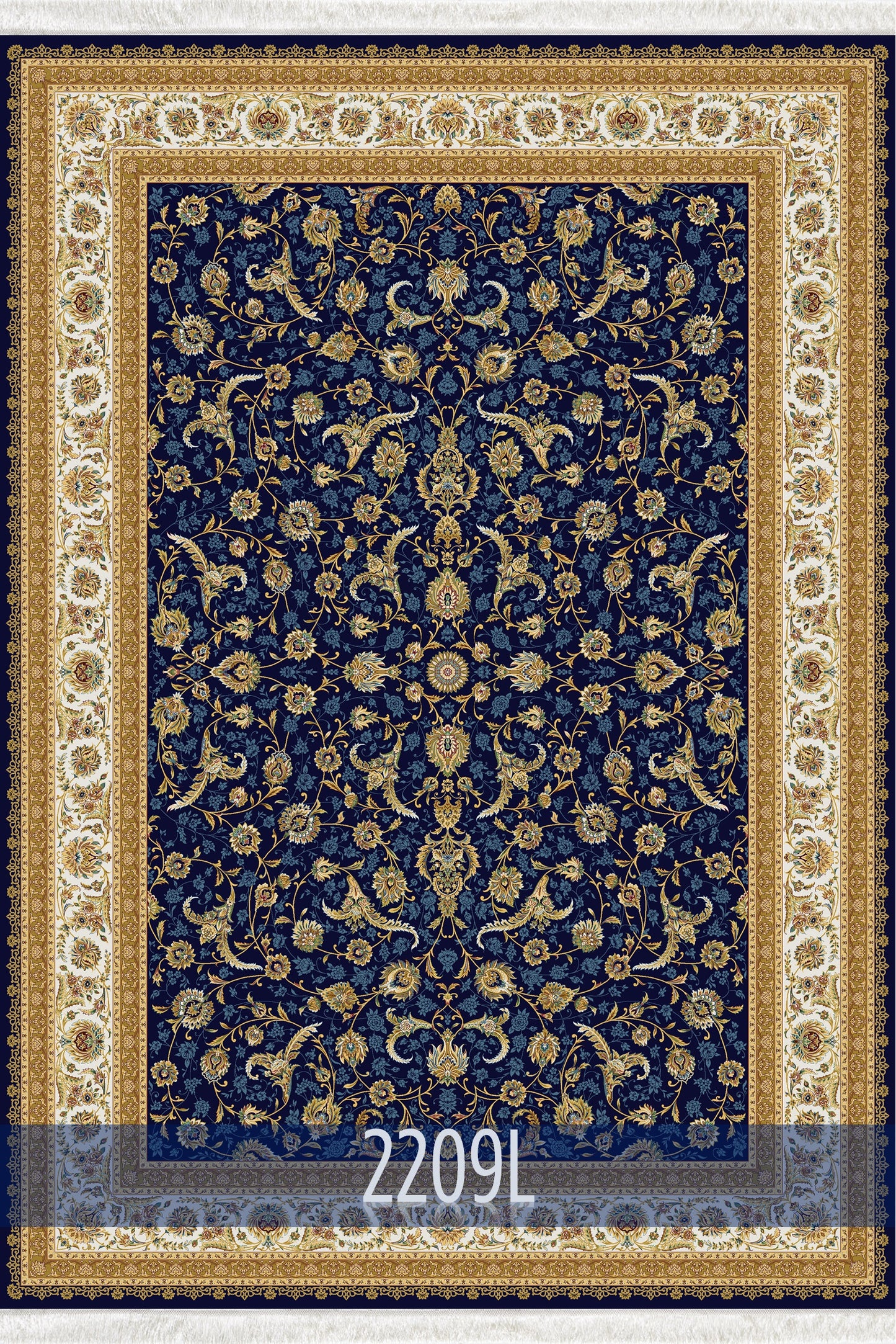 Charming Floral Hereke Rug - Indigo - 2209L