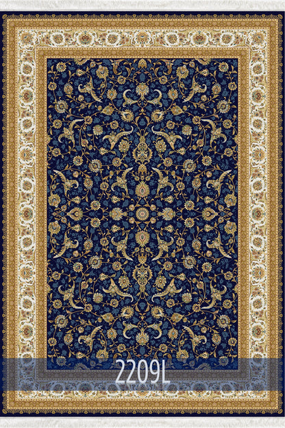 Charming Floral Hereke Rug - Indigo - 2209L