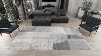 Graphite Grid Contemporary Rug - M511A