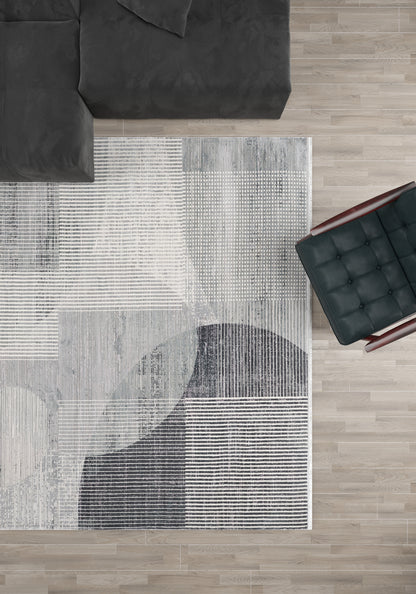 Graphite Grid Contemporary Rug - M511A