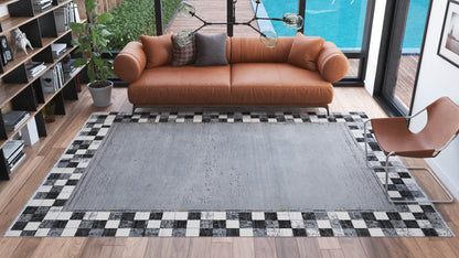 Shadowed Grids Black Rug - M420H