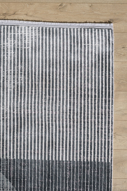 Graphite Grid Contemporary Rug - M511A