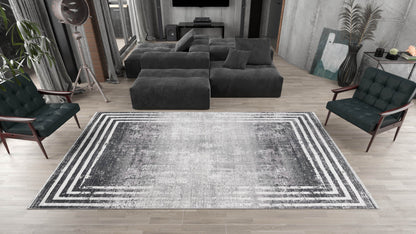 Geometric Eclipse Premium Rug - Charcoal - MT188