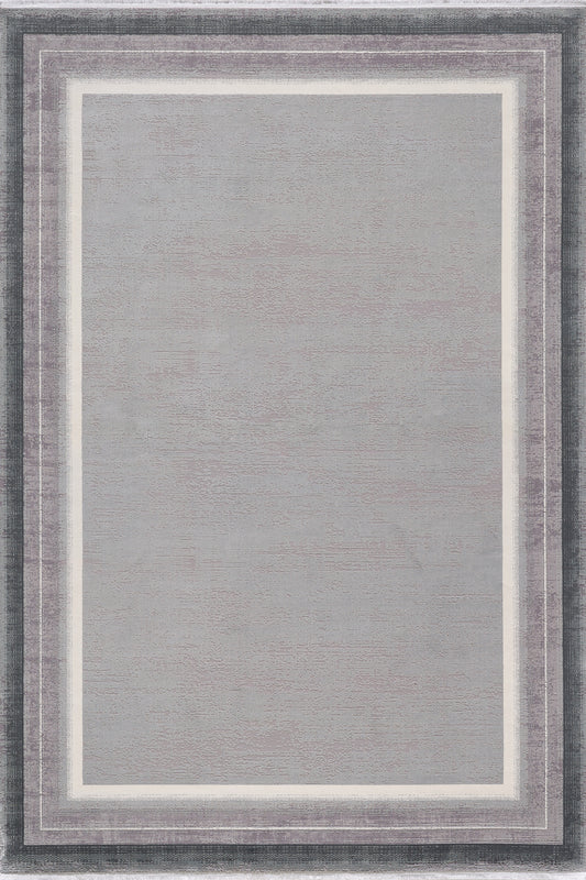 Radiant Edges Bordered Rug - Silver - M542B