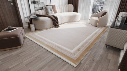 Radiant Edges Bordered Rug - Amber - M542G