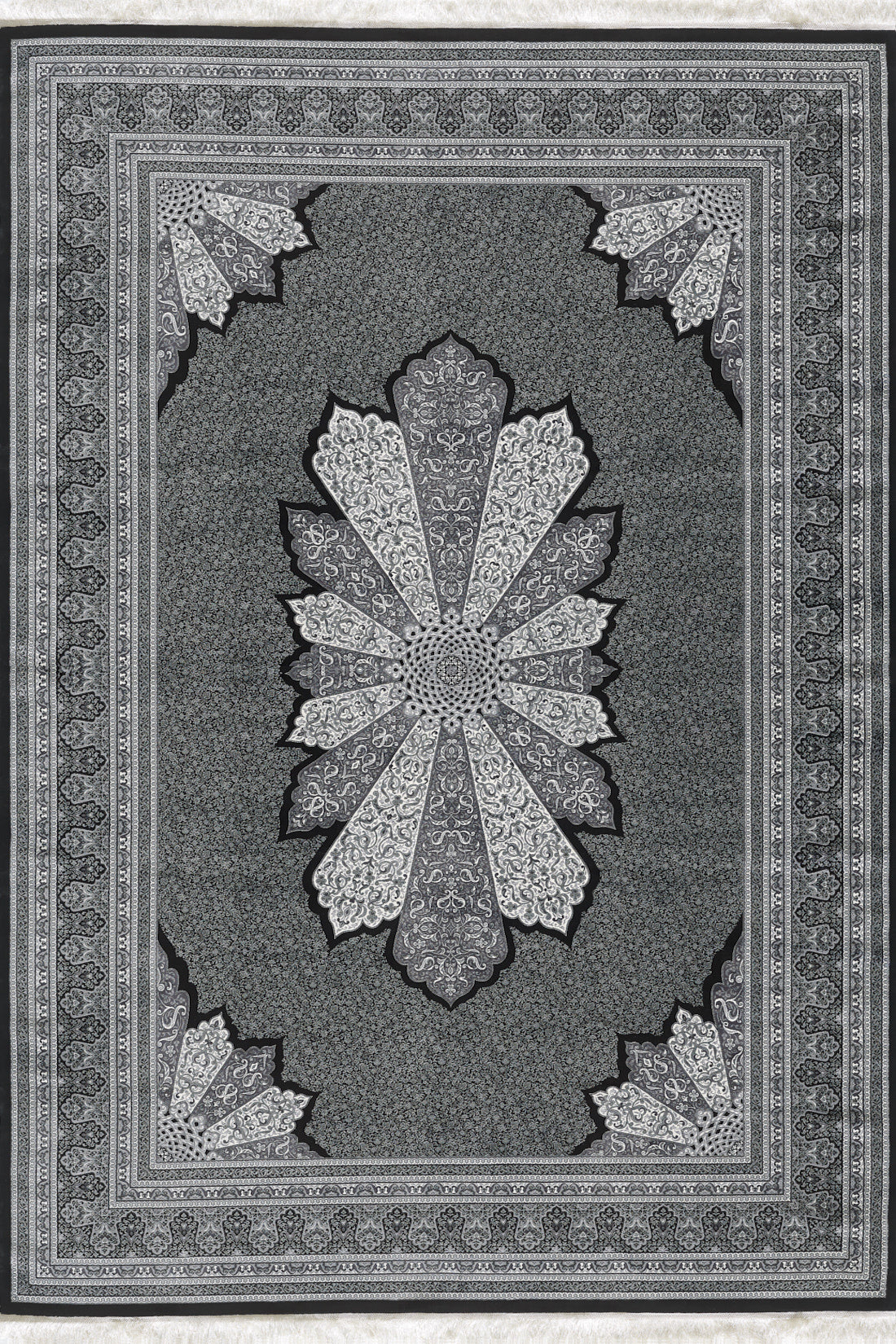 Istanbul Silk Medallion Rug - Obsidian - 1166D