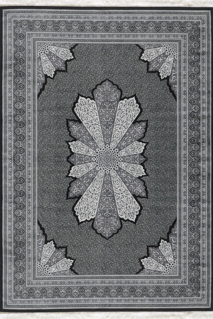 Istanbul Silk Medallion Rug - Obsidian - 1166D