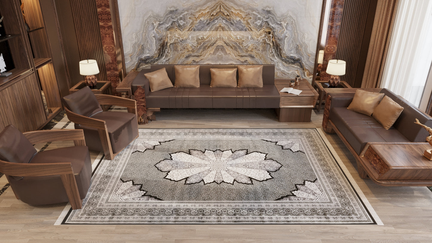 Istanbul Silk Medallion Rug - Obsidian - 1166D