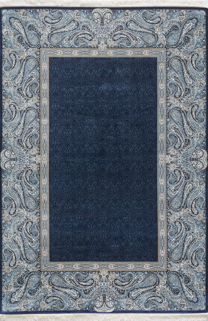 Turkish Mirage Silk Medallion Rug - Navy - 1168C