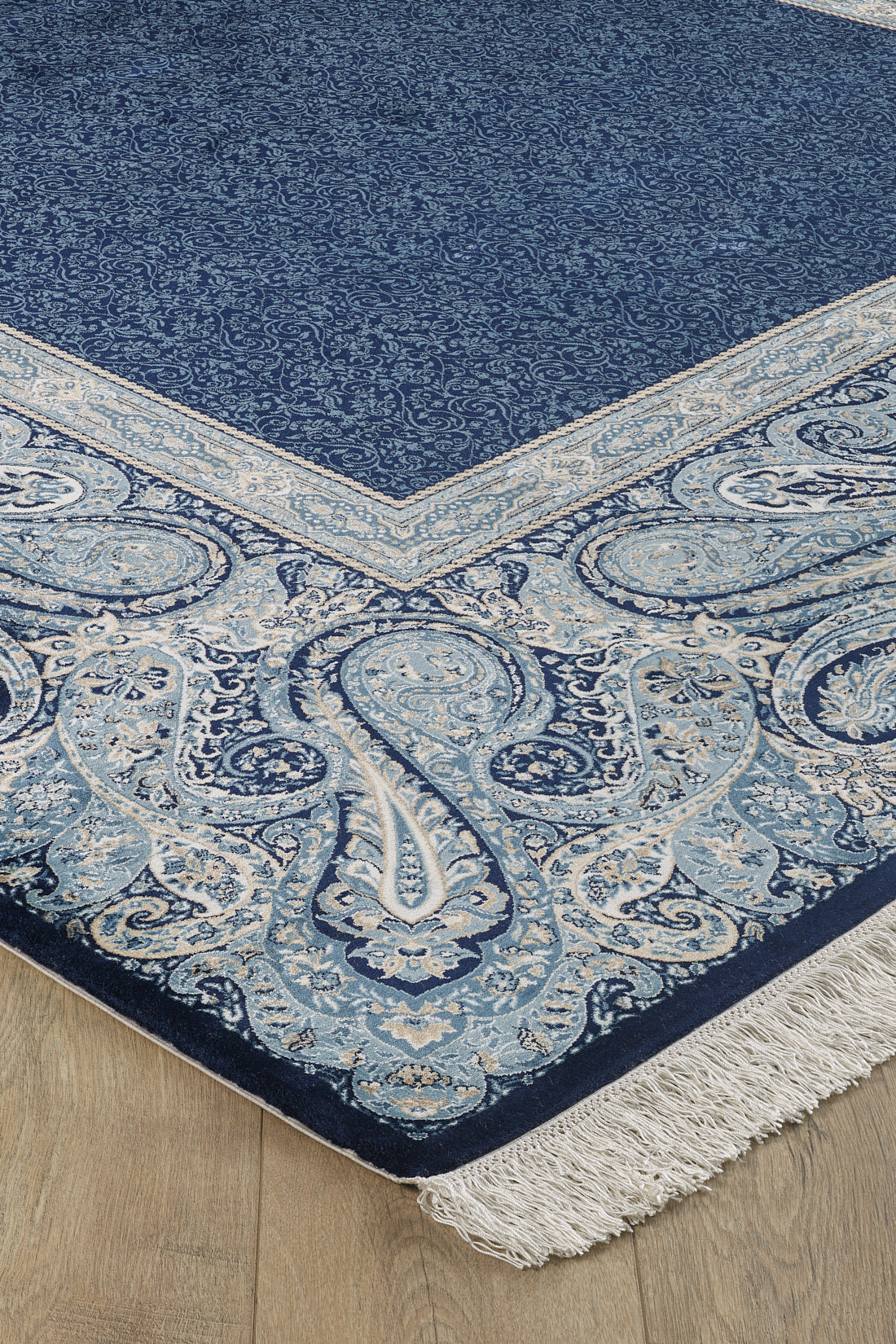 Turkish Mirage Silk Medallion Rug - Navy - 1168C