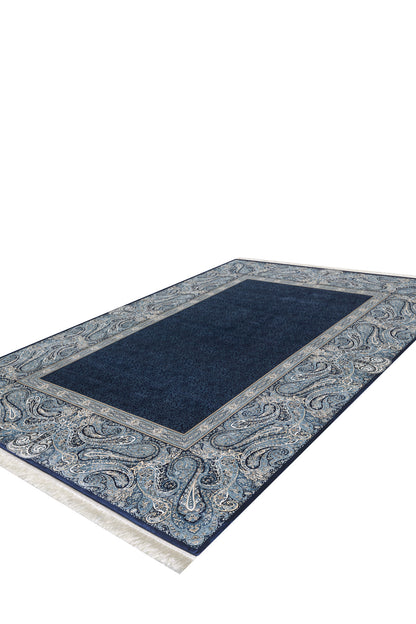 Turkish Mirage Silk Medallion Rug - Navy - 1168C