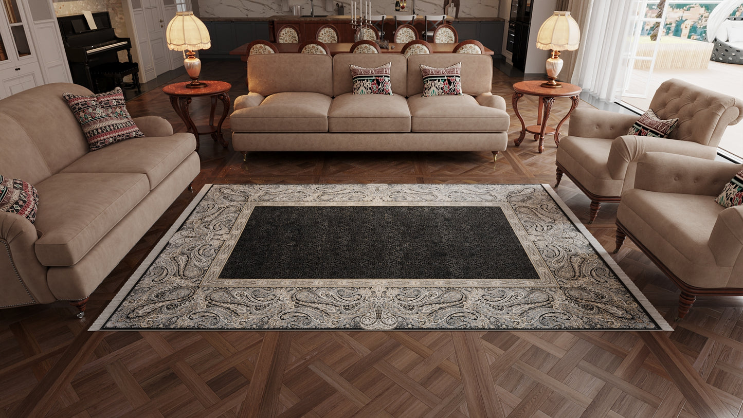 Turkish Mirage Silk Medallion Rug - Obisidan - 1168D