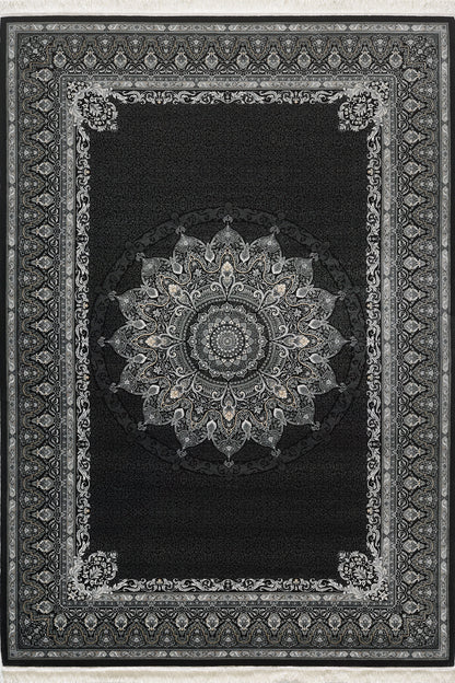 Dark Mystique Silk Medallion Rug - Obsidian - 1247A