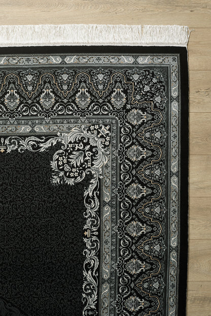 Dark Mystique Silk Medallion Rug - Obsidian - 1247A