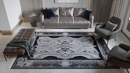 Dark Majesty Turkish Rug - Grey - 2205A