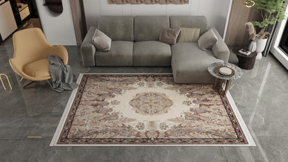 Old World Floral Turkish Rug - Taupe - 2219D