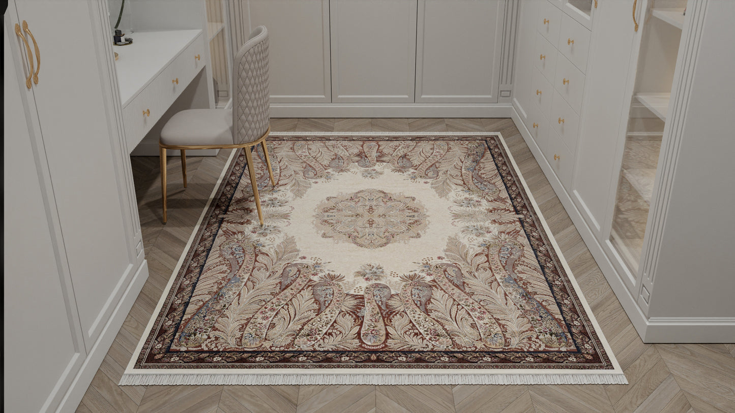 Old World Floral Türkischer Teppich – Taupe – 2219D 