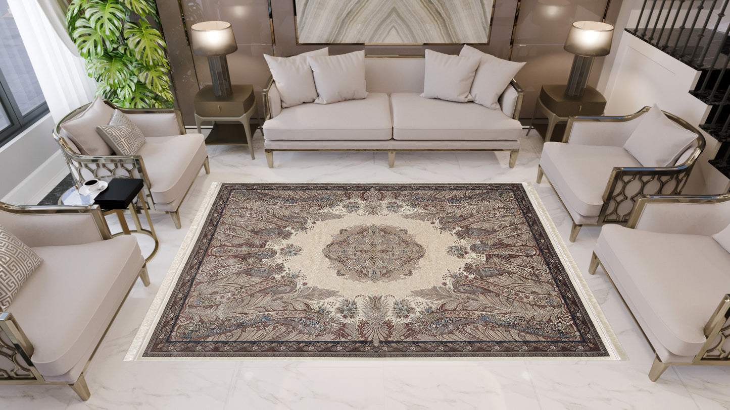 Old World Floral Turkish Rug - Taupe - 2219D