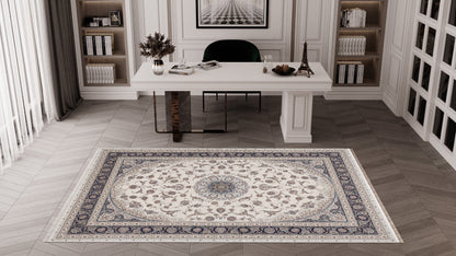 Noble Palace Medallion Rug - Navy Cream - 2116L