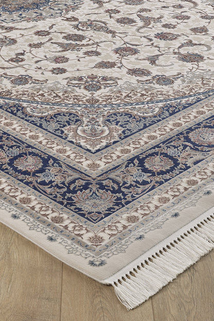 Noble Palace Medallion Rug - Navy Cream - 2116L