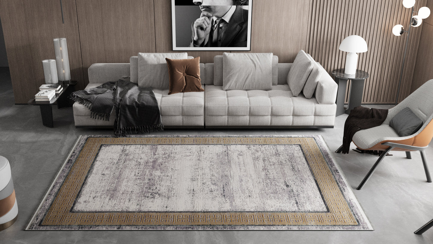 Timeless Remix Bordered Rug - Beige - MT187