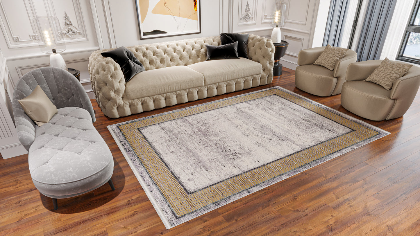 Timeless Remix Bordered Rug - Beige - MT187