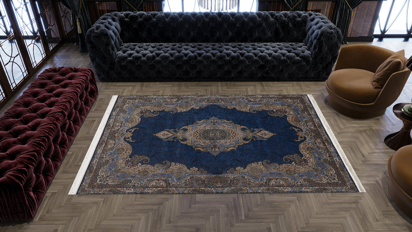 Regal Silk Medallion Rug - Dark Navy - 2022