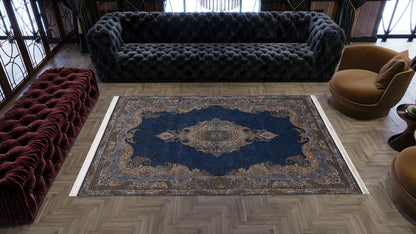 Regal Silk Medallion Rug - Dark Navy - 2022