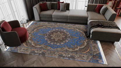 Time-Honored Palace Traditional Silk Rug - Blue - 2030