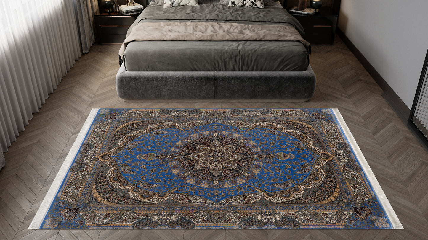 Time-Honored Palace Traditional Silk Rug - Blue - 2030