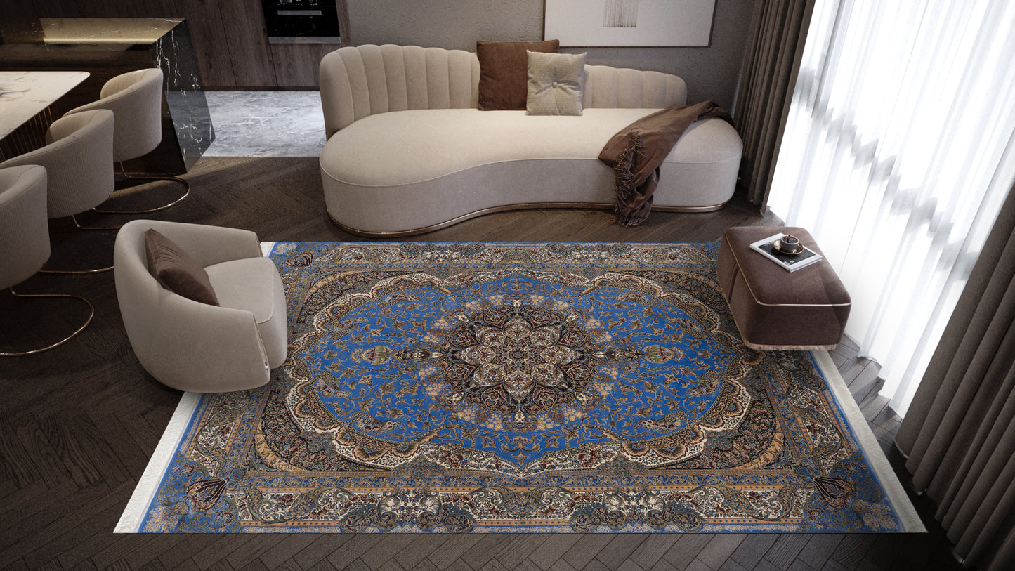 Time-Honored Palace Traditional Silk Rug - Blue - 2030