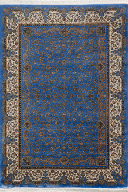 Antique Majesty Traditional Silk Rug - Blue - 2035