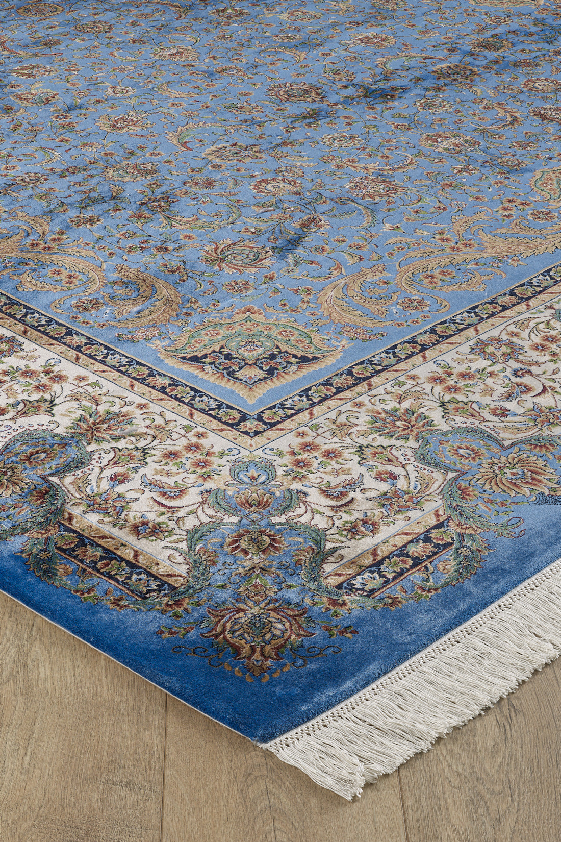 Antique Majesty Traditional Silk Rug - Blue - 2035