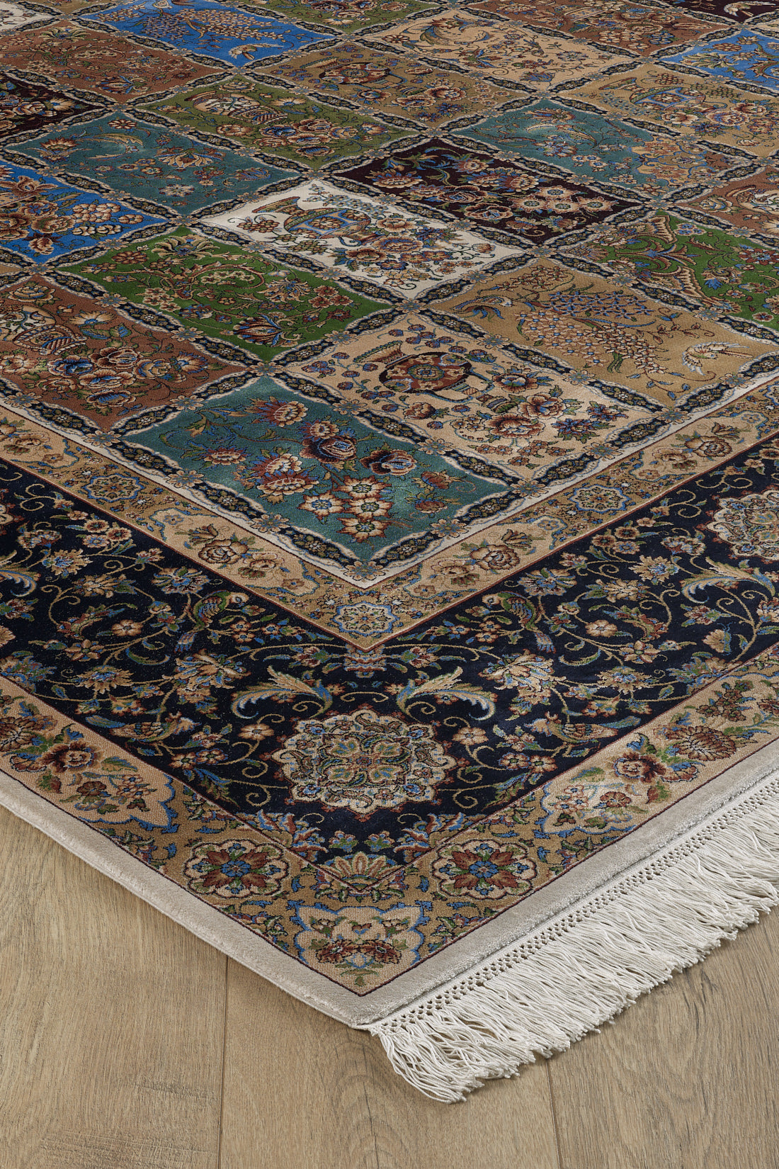 1001 Nights Patchwork Silk Rug - Dark Navy - 2041