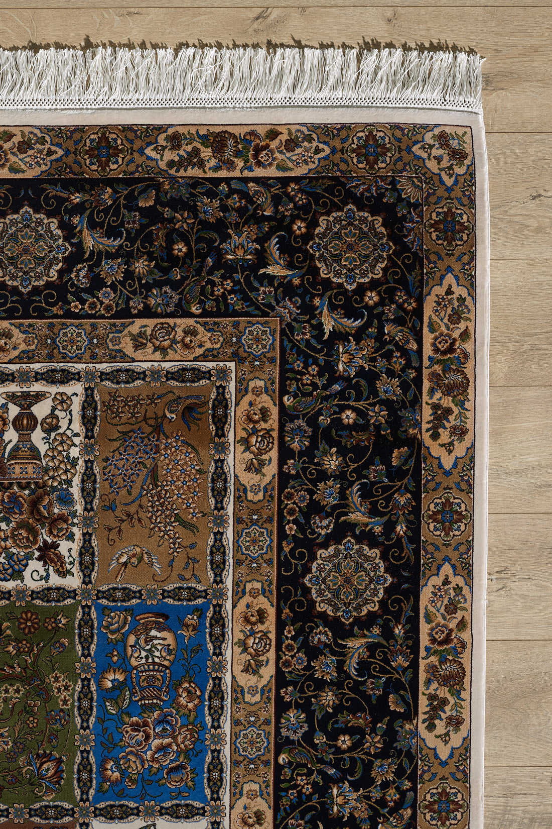 1001 Nights Patchwork Silk Rug - Dark Navy - 2041