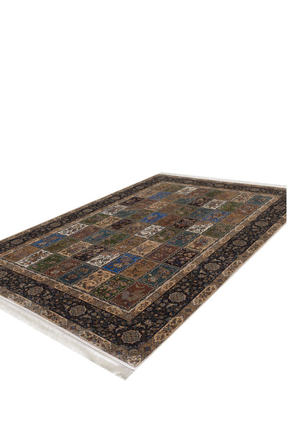 1001 Nights Patchwork Silk Rug - Dark Navy - 2041