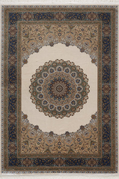 Sacred Dome Silk Medallion Rug - Cream - 2043