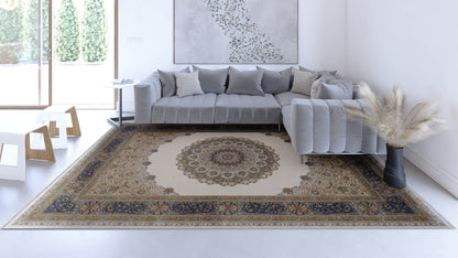 Sacred Dome Silk Medallion Rug - Cream - 2043