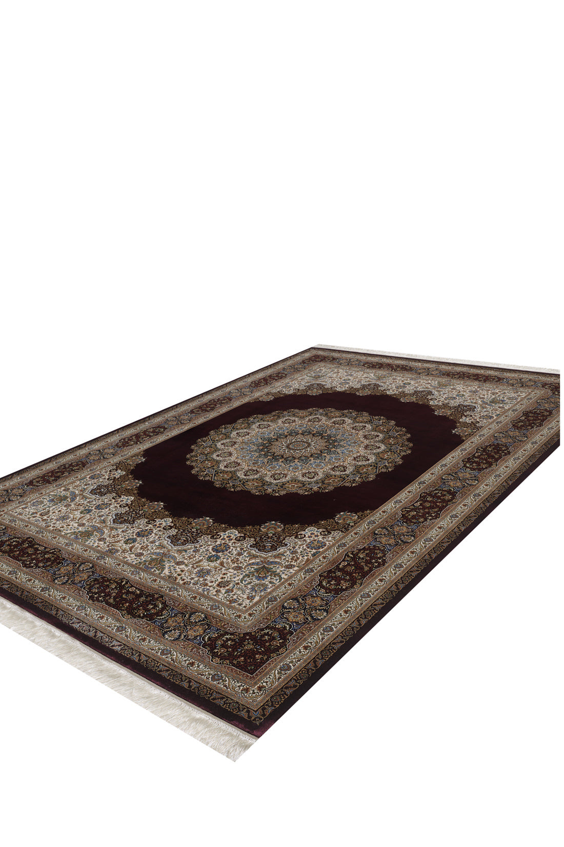 Sacred Dome Silk Medallion Rug - Burgundy - 2044