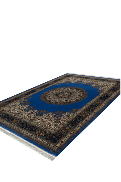 Sacred Dome Silk Medallion Rug - Blue - 2045