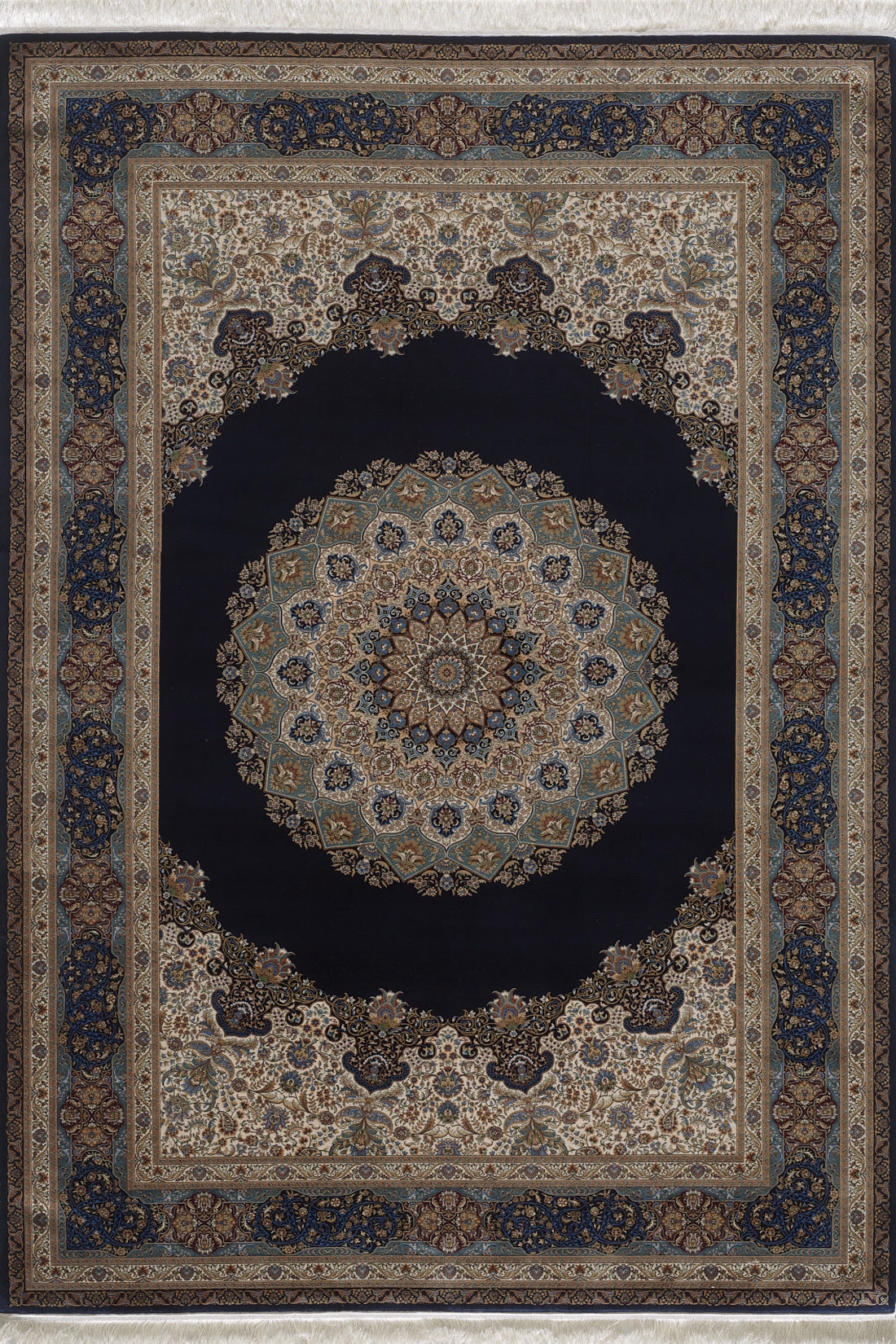 Sacred Dome Silk Medallion Rug - Dark Navy - 2046