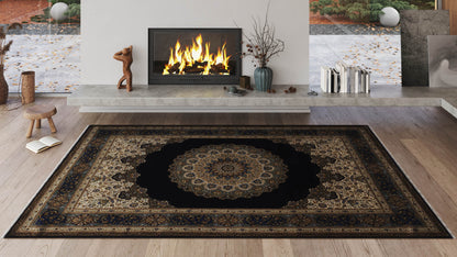 Sacred Dome Silk Medallion Rug - Dark Navy - 2046