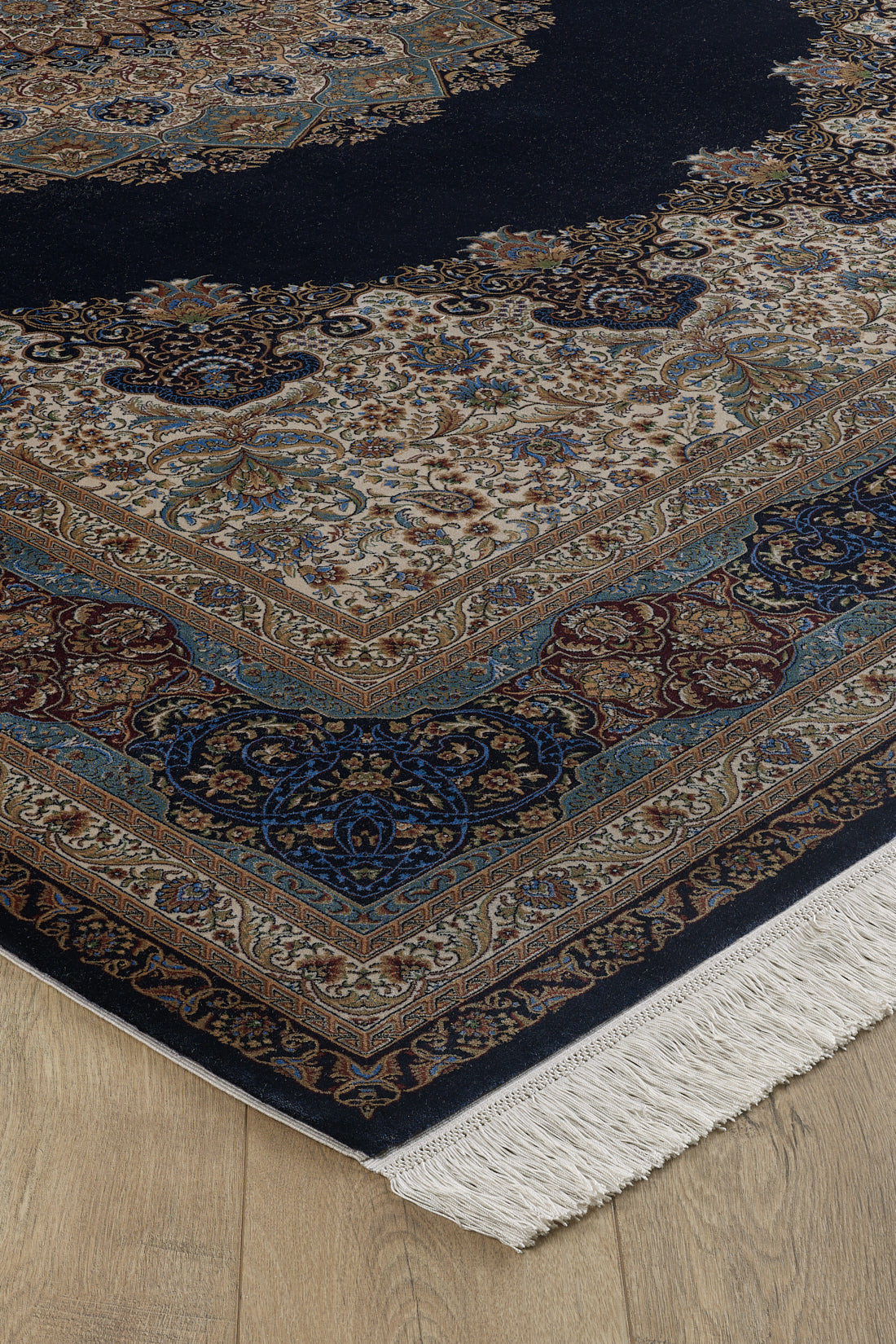 Sacred Dome Silk Medallion Rug - Dark Navy - 2046