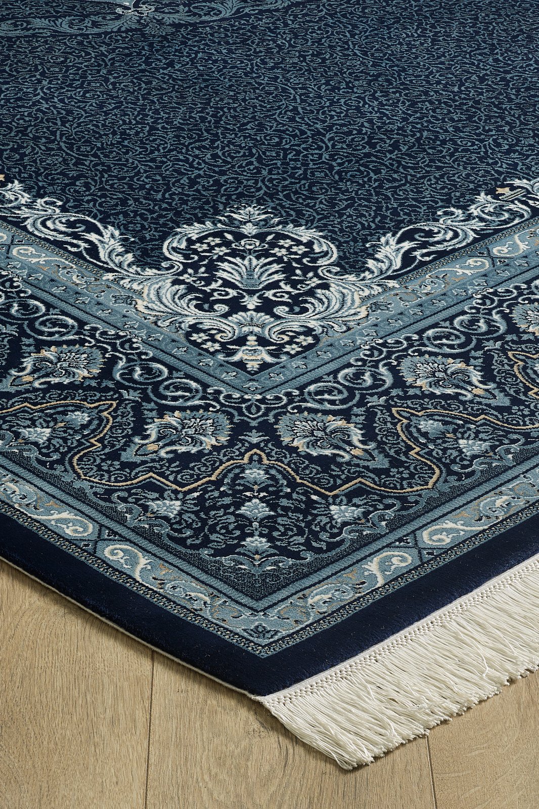 Dark Mystique Silk Medallion Rug - Navy - 1247B