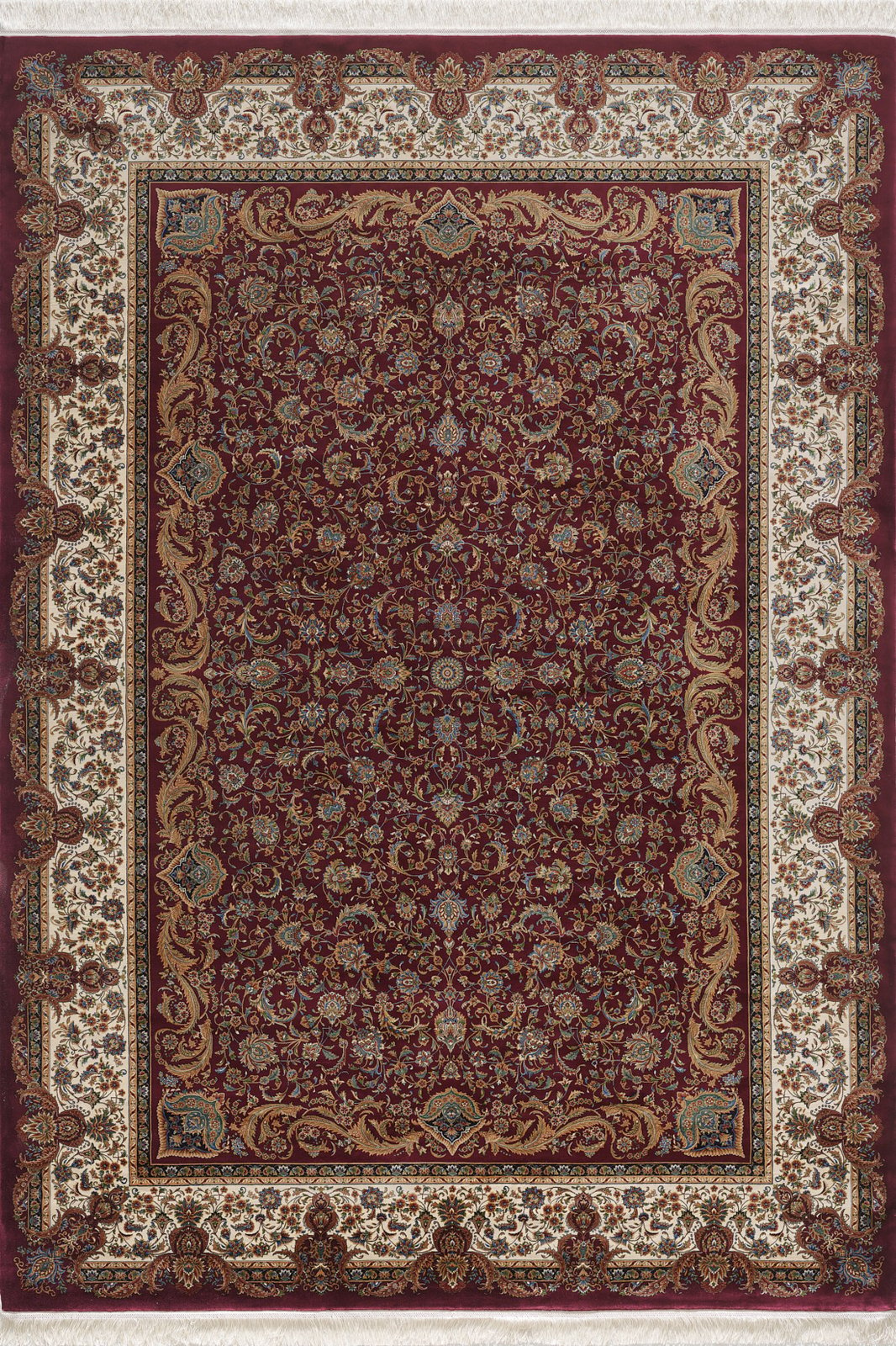 Antique Majesty Traditional Silk Rug - Bugundy - 2034