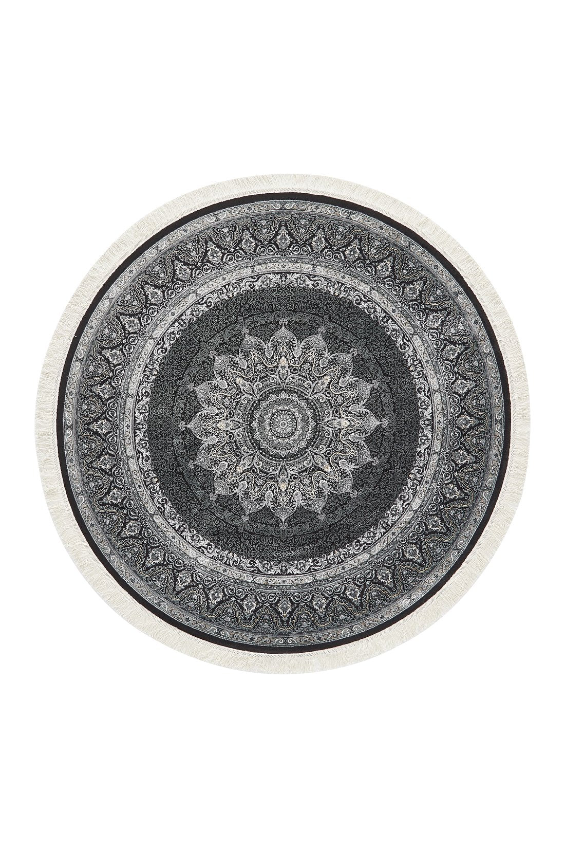 Dark Mystique Silk Medallion Rug - Obsidian - 1247A