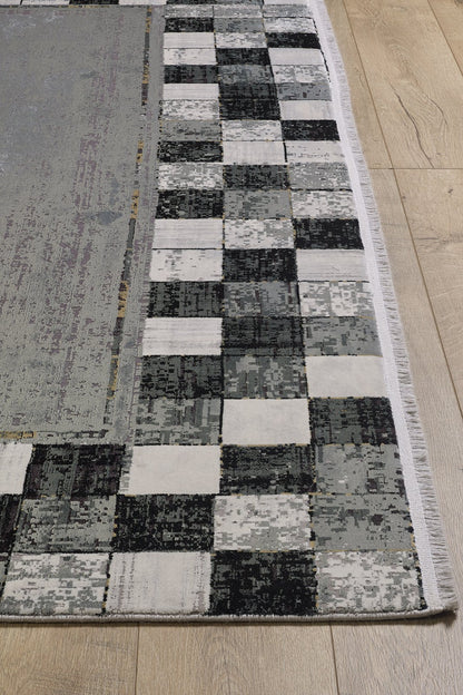 Shadowed Grids Black Rug - M420H