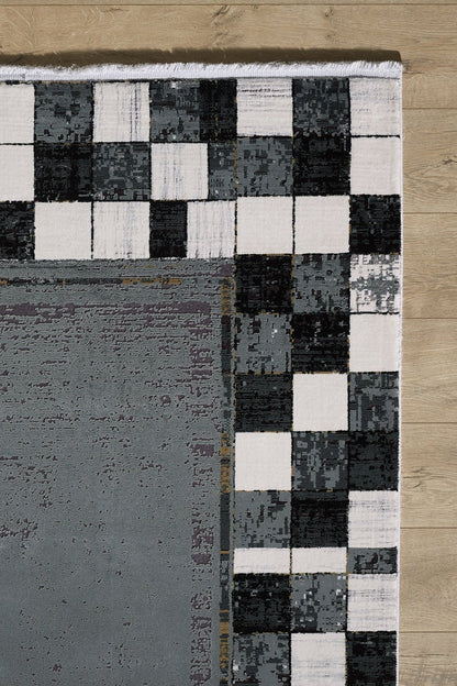 Shadowed Grids Black Rug - M420H