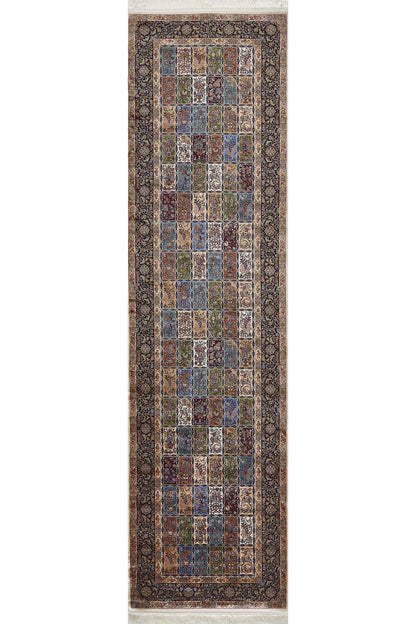 1001 Nights Patchwork Silk Rug - Dark Navy - 2041